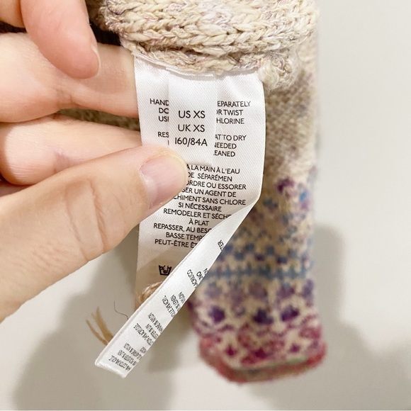 ANTHRO Pilcro Drew Surplice Sweater Faux Wrap Fair Isle Boho Cabincore Size XS - Picture 9 of 12